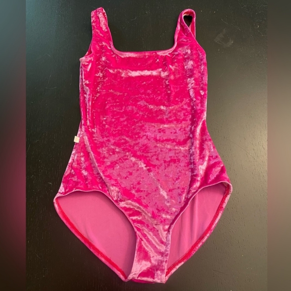 Hot Pink Velvet Noelle Dancewear Leotard - Medium Adult - Picture 1 of 2